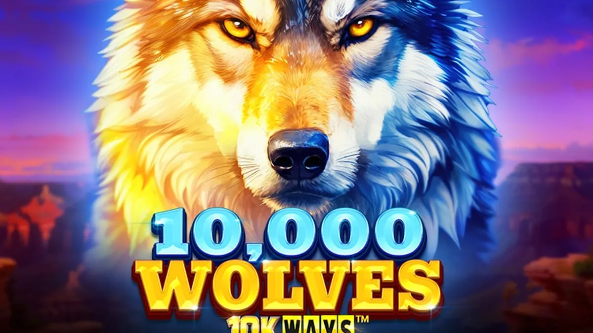 Pemandangan pegunungan bersalju dalam slot 10,000 Wolves 10K Ways